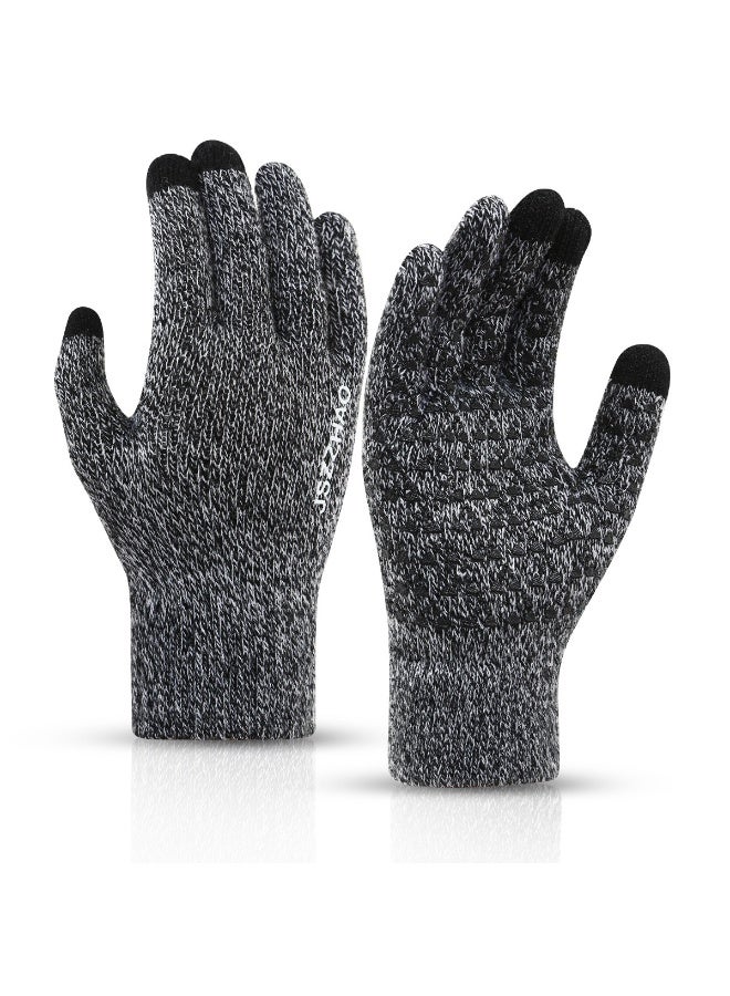 NIBEMINENT Winter Touch Screen Gloves for Men and Women, Thermal Knit with Anti-Slip Silicone Palm & Stretchy Polycotton for Running, Cycling, Driving - Image 1
